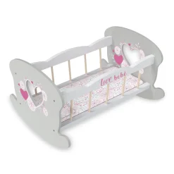 LOVE BEBE' Lettino per bambole con base basculante e copertina coordinata – love bebé> Bambolotti
