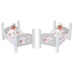 LOVE BEBE' Letto a castello in legno per bambole – con copertine e cuscini coordinati – love bebè> Bambolotti