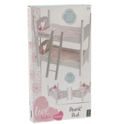 LOVE BEBE' Letto a castello in legno per bambole – con copertine e cuscini coordinati – love bebè><noscript><img width=
