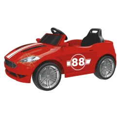 SUN&SPORT Macchina elettrica 6v telecomandata per bambini con luci, suoni realistici e velocità massima di 3 km/h – caricabatteria incluso – rossa> Cavalcabili Elettrici