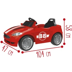 SUN&SPORT Macchina elettrica 6v telecomandata per bambini con luci, suoni realistici e velocità massima di 3 km/h – caricabatteria incluso – rossa> Cavalcabili Elettrici
