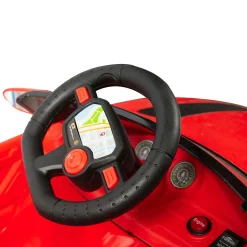 SUN&SPORT Macchina elettrica 6v telecomandata per bambini con luci, suoni realistici e velocità massima di 3 km/h – caricabatteria incluso – rossa><noscript><img width=