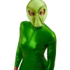 Maschera alieno verde in plastica rigida in busta con cavallotto adatta per travestimenti horror e halloween articolo carnival toys> Travestimenti