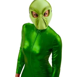 Maschera alieno verde in plastica rigida in busta con cavallotto adatta per travestimenti horror e halloween articolo carnival toys> Travestimenti