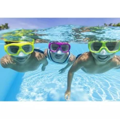 Bestway Maschera aquanaut, 7-14 anni, 3 colori assortiti,  in silicone con lenti in policarbonato protezione uv><noscript><img width=