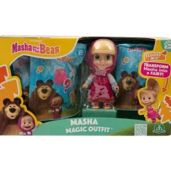 MASHA & ORSO Masha e orso – bambola masha 12 cm con vestito e capelli rimovibili – 3 bustine sorpresa e accessori per trasformazione in fata – dai 3 anni> Mini Dolls