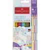 FABER-CASTELL Matite colorate colour grip –  edizione speciale unicorno –  10 matite colorate + 3 matite colorate metalliche – inclusi adesivi dei dinosauri> Cancelleria E Accessori