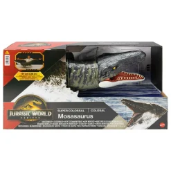 Jurassic World Mattel la rinascita – mosasauro super colossale, enorme dinosauro snodato con due mosse d’attacco> Action Figures