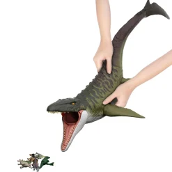 Jurassic World Mattel la rinascita – mosasauro super colossale, enorme dinosauro snodato con due mosse d’attacco><noscript><img width=