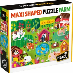 HEADU Maxi shaped puzzle farm. 19 pezzi con 6 grandi sagome. ecoplay.2-5 anni> Puzzle Per Bambini