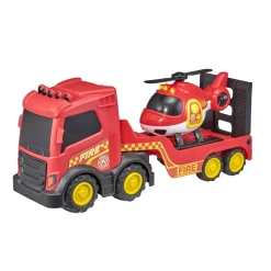 BABY SMILE Mega camion polizia/vigili del fuoco con veicolo aggiuntivo – assortito – motor&co> Macchinine Bambini