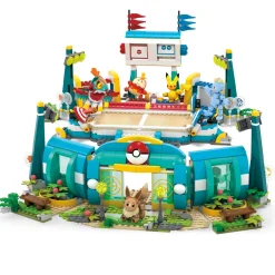 MEGA BLOKS Mega pokémon – palestra adventure builder, set centro allenamento da costruire con 1101 pezzi, include 5 personaggi snodati> Set Costruzioni