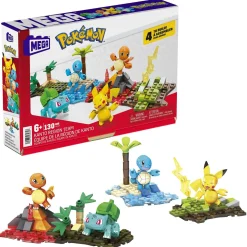 MEGA BLOKS Mega pokémon – squadra di kanto, set da costruire con 130 pezzi e 4 personaggi pokémon inclusi> Set Costruzioni