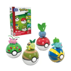 POKEMON Mega pokémon – squadra di tipo erba, set da costruire con 118 pezzi, include 4 pokémon e 4 pokéball> Mattoncini