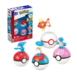 POKEMON Mega pokémon – squadra di tipo acqua, set da costruire con 79 pezzi, include include 4 pokémon e 4 pokéball> Mattoncini