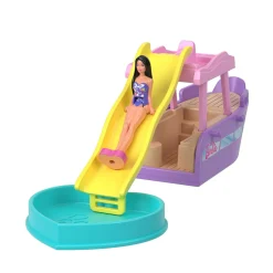 Barbie Mini land – barca dei sogni – set con mini veicolo e bambola con sorpresa cambia colore in acqua> Camper E Veicoli Per Bambole