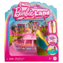 Barbie Mini land – barca dei sogni – set con mini veicolo e bambola con sorpresa cambia colore in acqua><noscript><img width=