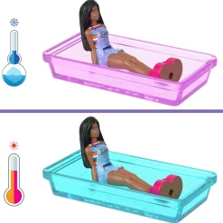 Barbie Mini land – camper dei sogn – set con mini veicolo e bambola con sorpresa cambia colore in acqua><noscript><img width=