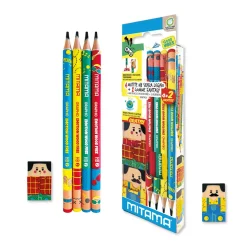 MITAMA – set emoticons 4 matite + 2 gomme – pack in carta> Cancelleria E Accessori