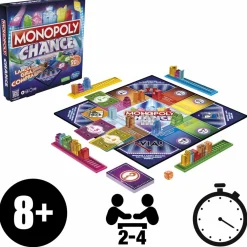 HASBRO GAMING Monopoly chance – gioco da tavolo, gioco monopoly veloce, 20 min. circa, dagli 8 anni in su><noscript><img width=