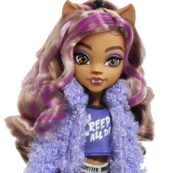 Monster High – clawdeen wolf creepover party, bambola con outfit dettagliato e accessori per il pigiama party, cucciolo crescent incluso><noscript><img width=