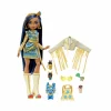 Monster High – cleo de nile, bambola snodata alla moda, dai capelli con ciocche blu, con accessori e cagnolino, giocattolo per bambini, 4+ anni, hhk54> Fashion Dolls