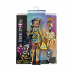Monster High – cleo de nile, bambola snodata alla moda, dai capelli con ciocche blu, con accessori e cagnolino, giocattolo per bambini, 4+ anni, hhk54><noscript><img width=