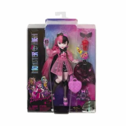 Monster High – draculaura, bambola con accessori e cucciolo di pipistrello, snodata e alla moda con capelli rosa e neri, giocattolo per bambini, 4+ anni, hhk51><noscript><img width=