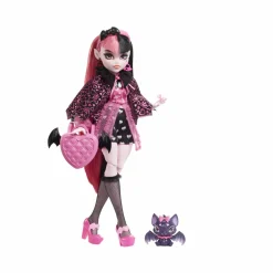 Monster High – draculaura, bambola con accessori e cucciolo di pipistrello, snodata e alla moda con capelli rosa e neri, giocattolo per bambini, 4+ anni, hhk51><noscript><img width=