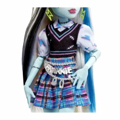 Monster High – frankie, bambola snodata alla moda, dai capelli con ciocche blu e nere, con accessori e cucciolo, giocattolo per bambini, 4+ anni, hhk53><noscript><img width=