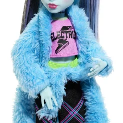 Monster High – frankie stein creepover party, bambola con outfit dettagliato e accessori per il pigiama party, cucciolo watzie incluso><noscript><img width=