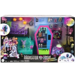 Monster High playset salone degli studenti con mobili, accessori a tema, 2 animali domestici e distributore automatico funzionante> Fashion Dolls