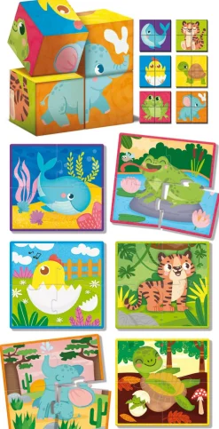 LISCIANI Montessori baby legno cubes and puzzle 2 in 1> Giochi Educativi In Legno