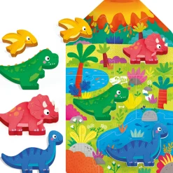 HEADU Montessori first puzzle dinosaurs – grandi pezzi e grandi sagome di legno. memoria, forme e colori> Primi Apprendimenti