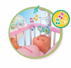 NENUCO culla per una dolce nanna, bambola 35 cm, culla interattiva e accessori.><noscript><img width=