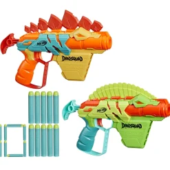 NERF , dinosquad – stego-duo, 2 blaster, 10 dardi elite 2.0, 2 design a forma di stegosauro, blaster in gommapiuma per giochi all’aperto di bambini e bambine><noscript><img width=