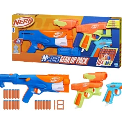 NERF n- series – gear up pack, confezione da 3 blaster, 18 dardi n1, giocattoli per giochi all’aperto per bambini e bambine dagli 8 anni in su><noscript><img width=