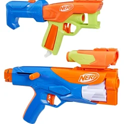 NERF n- series – gear up pack, confezione da 3 blaster, 18 dardi n1, giocattoli per giochi all’aperto per bambini e bambine dagli 8 anni in su><noscript><img width=