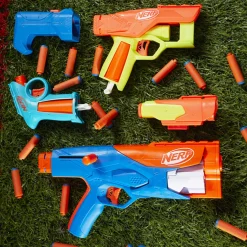 NERF n- series – gear up pack, confezione da 3 blaster, 18 dardi n1, giocattoli per giochi all’aperto per bambini e bambine dagli 8 anni in su><noscript><img width=