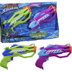 NERF super soaker – dinosquad, 2 raptor-surge, include 2 soaker con design a forma di dinosauro> Pistole Ad Acqua