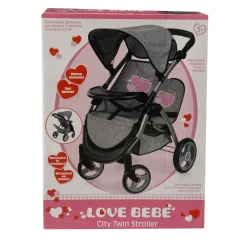 LOVE BEBE' Passeggino gemellare city twin stroller per bambole con accessori – love bebè> Passeggini Per Bambolotti