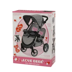LOVE BEBE' Passeggino gemellare city twin stroller per bambole con accessori – love bebè><noscript><img width=