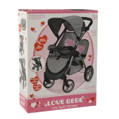 LOVE BEBE' Passeggino gemellare city twin stroller per bambole con accessori – love bebè><noscript><img width=