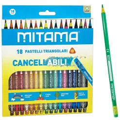 MITAMA Pastelli cancellabili triang. laccat, mina 2.8, c/gomma, scat. 18 pz> Cancelleria E Accessori