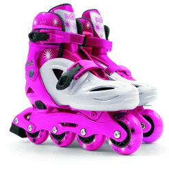 SUN&SPORT Pattini a 4 ruote con taglia regolabile e sistema frenante per bambini – misura 31-35, fibbie regolabili e imbottitura dello stivale – disponibile in blu e rosa> Pattini E Skateboard