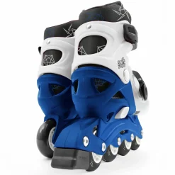 SUN&SPORT Pattini a 4 ruote con taglia regolabile e sistema frenante per bambini – misura 31-35, fibbie regolabili e imbottitura dello stivale – disponibile in blu e rosa><noscript><img width=
