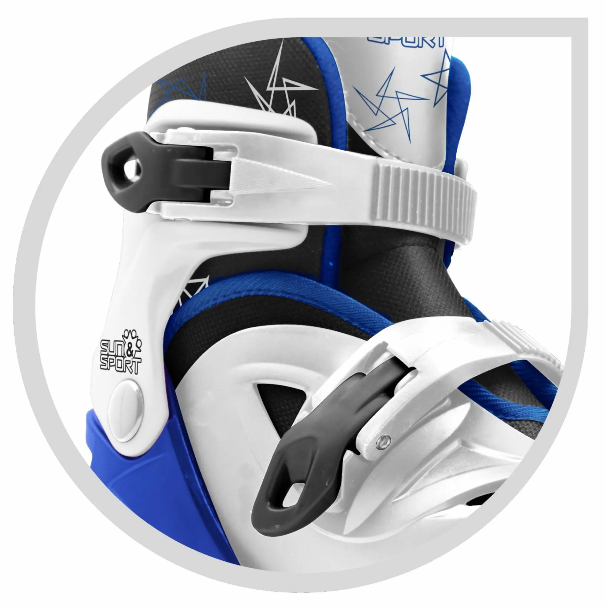 SUN&SPORT Pattini a 4 ruote con taglia regolabile e sistema frenante per bambini – misura 31-35, fibbie regolabili e imbottitura dello stivale – disponibile in blu e rosa> Pattini E Skateboard