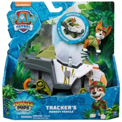 Paw Patrol jungle pups, monkey vehicle di tracker, veicolo giocattolo con action figure da collezione dai 3 anni in su> Macchinine Bambini