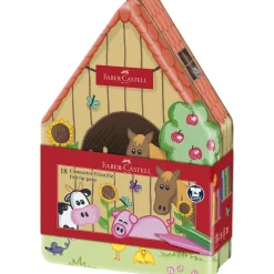 FABER-CASTELL Pennarelli connector “fattoria”: 18 pennarelli connector in confezione di  metallo> Kit Artistici E Pittura