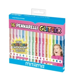 Pennarelli glitter triangolari, confezioni 16 pz (8 pastel + 8 brillanti)> Cancelleria E Accessori